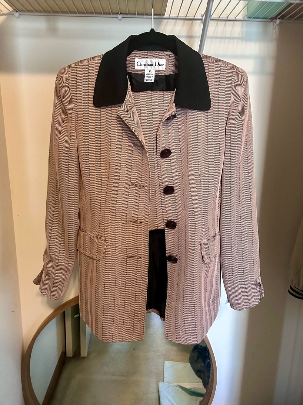 Dior Pink and Black Skirt Set Jacket